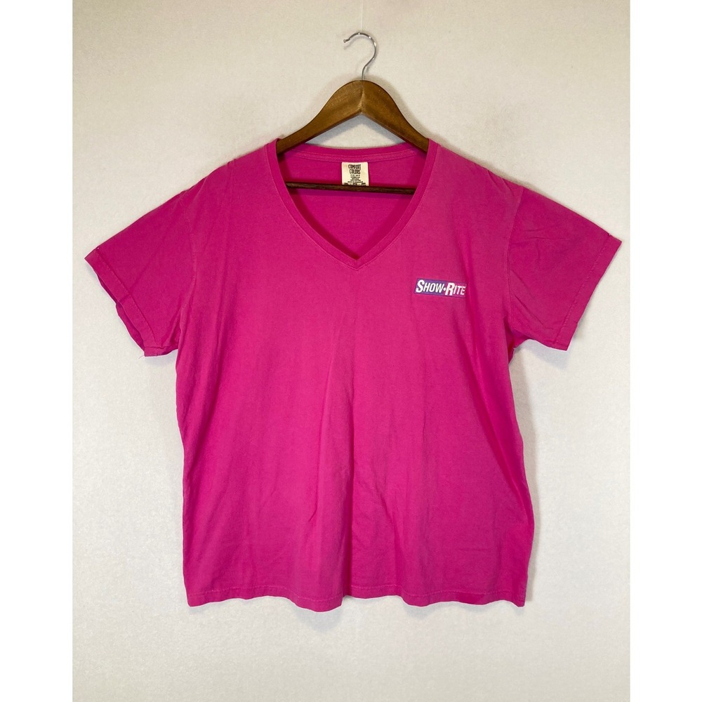 Barbiecore Comfort Colors Womens 2XL Pink V-Neck Show-Rite Cotton Tee